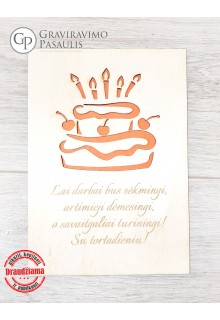 Medinis atvirukas -Vokas "Su tortadieniu"